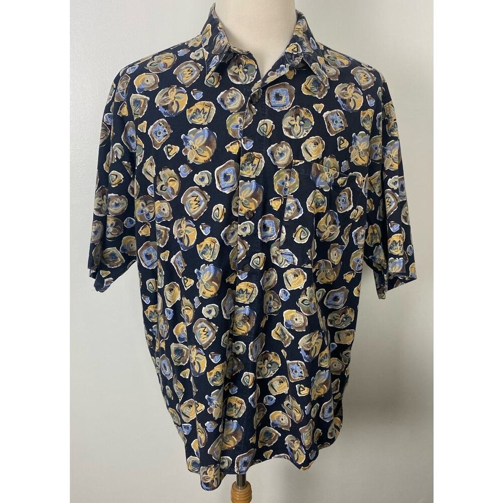 VTG 90s Bon Homme USA floral Hawaiian cotton button tropical shirt, XL
